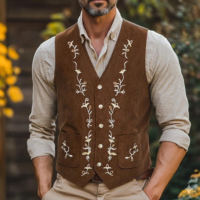 Gilet Monopetto Ricamato con Scollo a V – Spazio Moda