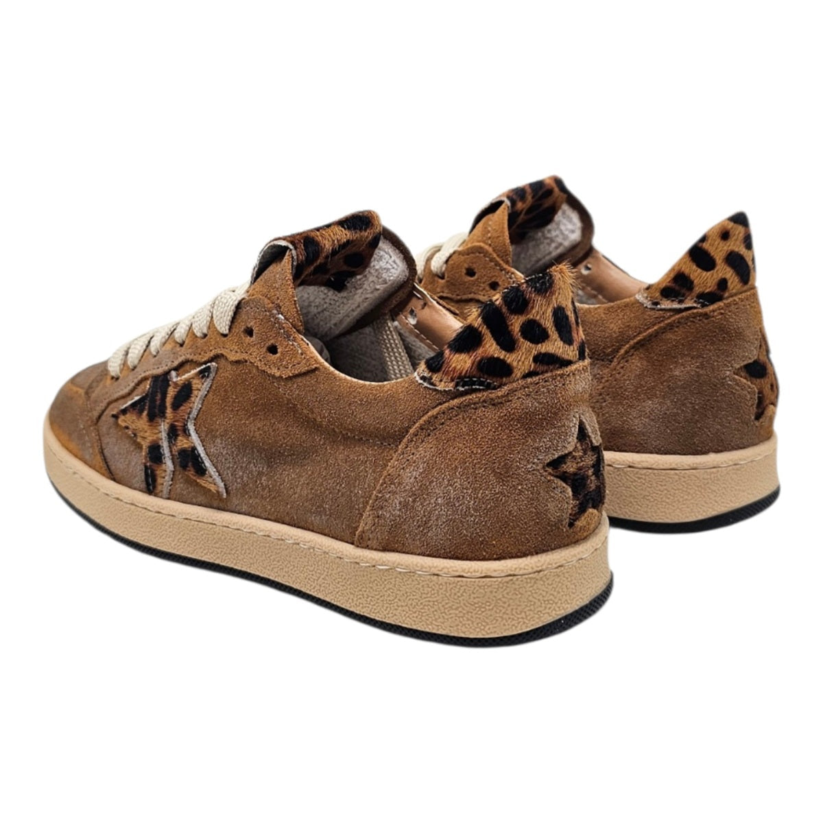 Seattle – Sneakers in Camoscio Cuoio con Inserti Cavallino – Spazio Moda – vista 3