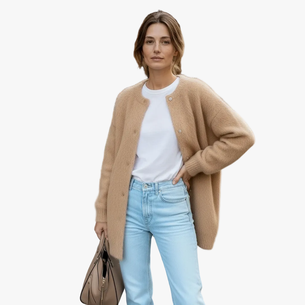 Cardigan Lungo Girocollo con Tasche – Spazio Moda