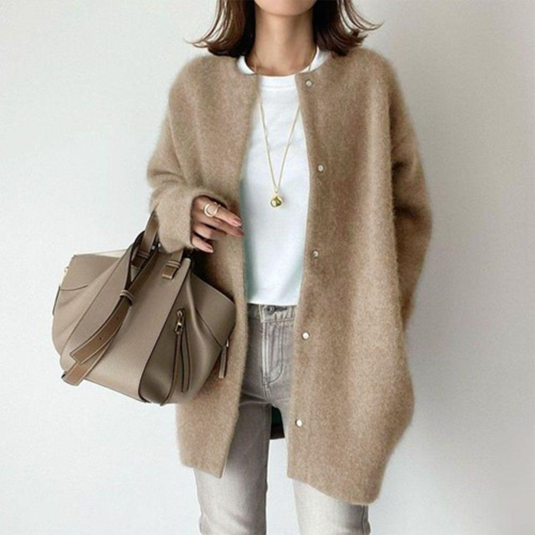 Cardigan Lungo Girocollo con Tasche – Spazio Moda – vista 4