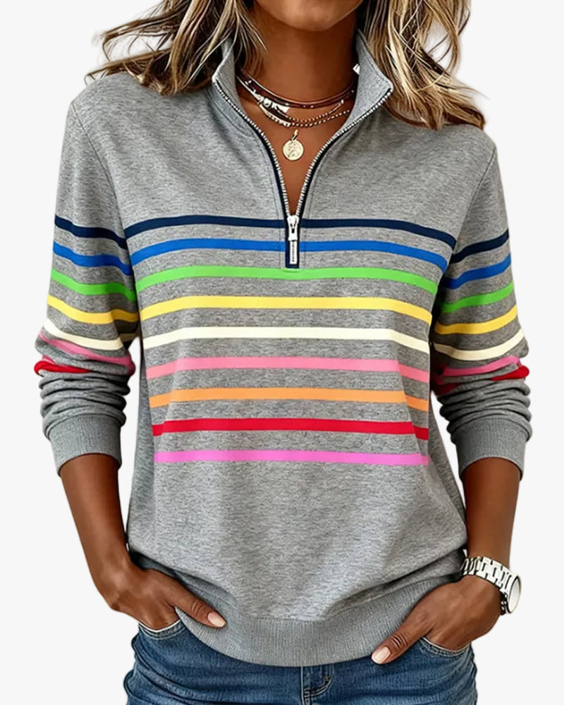 Maglione con Collo alla Coreana a Righe – Spazio Moda
