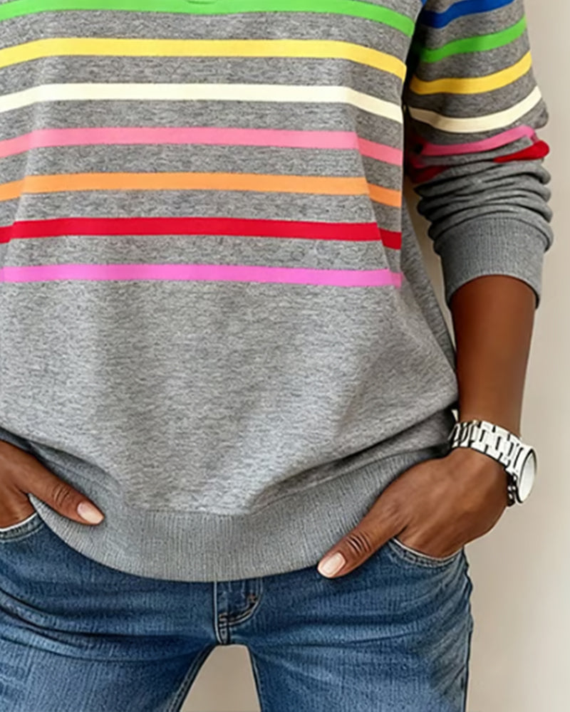 Maglione con Collo alla Coreana a Righe – Spazio Moda – vista 3