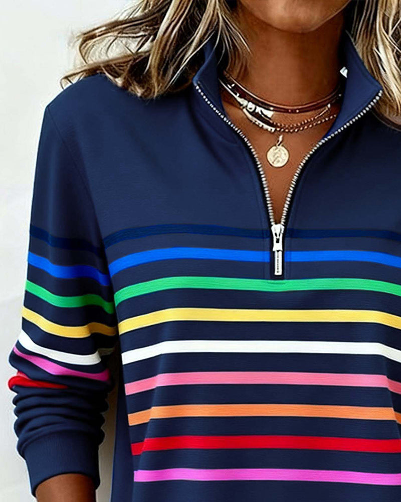 Maglione con Collo alla Coreana a Righe – Spazio Moda – vista 5